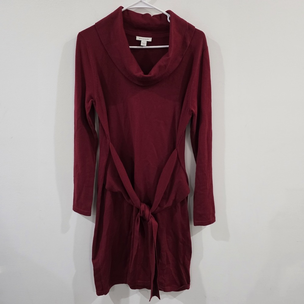 Boston Proper Cowl Neck Sweater Dress Size Medium Red Silk Cashmere Blend